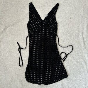 Black Polka Dot V-Neck Slip Dress